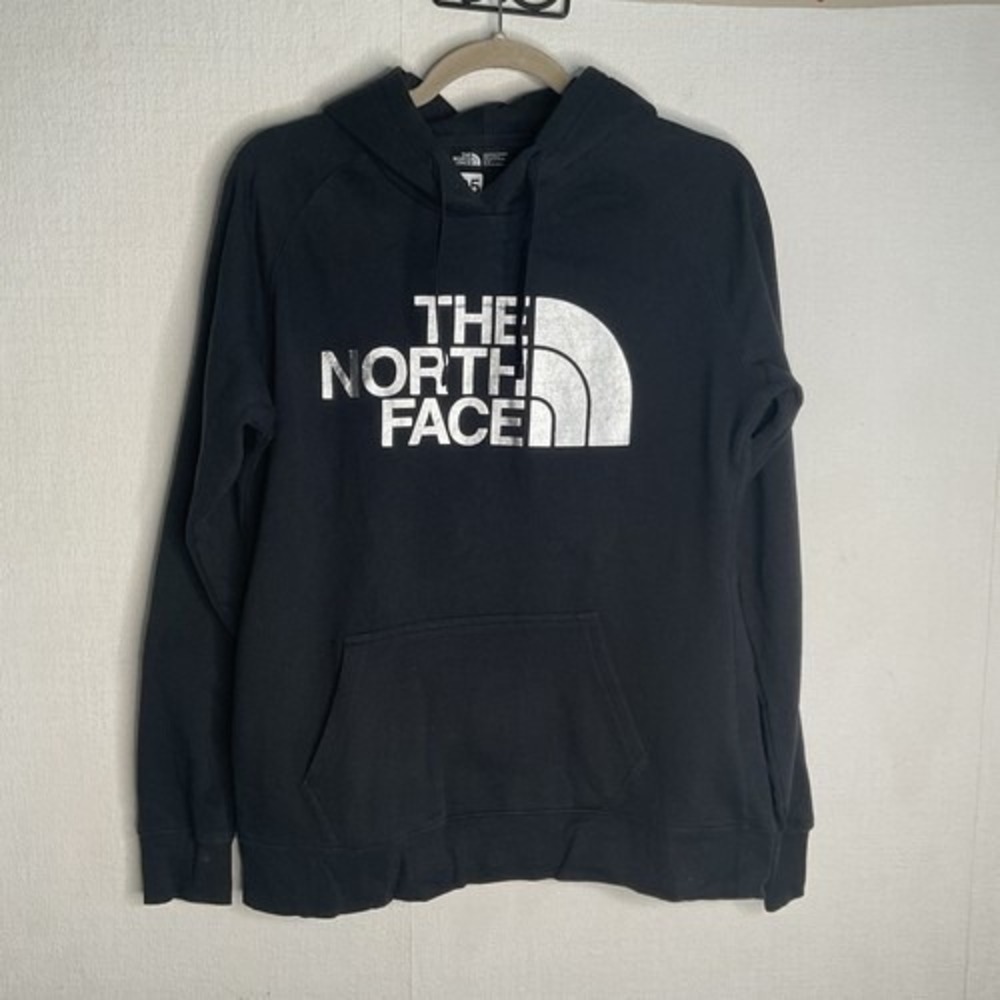 The North Face Black/White Big Logo Heavy Comfort Hoodie Women M Mexico